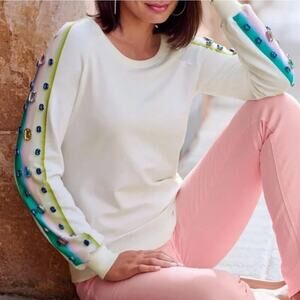 Rare Boston Proper M Gemma Embellished Sweatshirt | Jeweled Gems Pullover NWOT